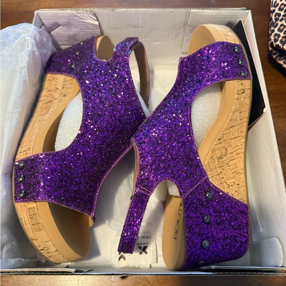 Corkys purple glitter wedges